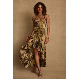 12th Tribe Amira Olive Animal Midi Dress Size XSXS